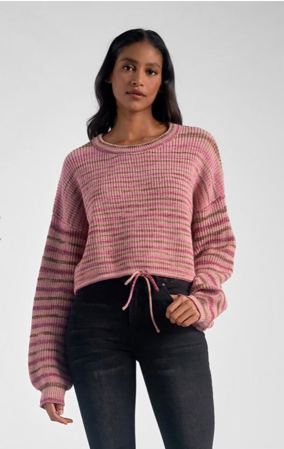 Elan Rose and Beige Striped Sweater Dilaru Boutique Nutley NJ