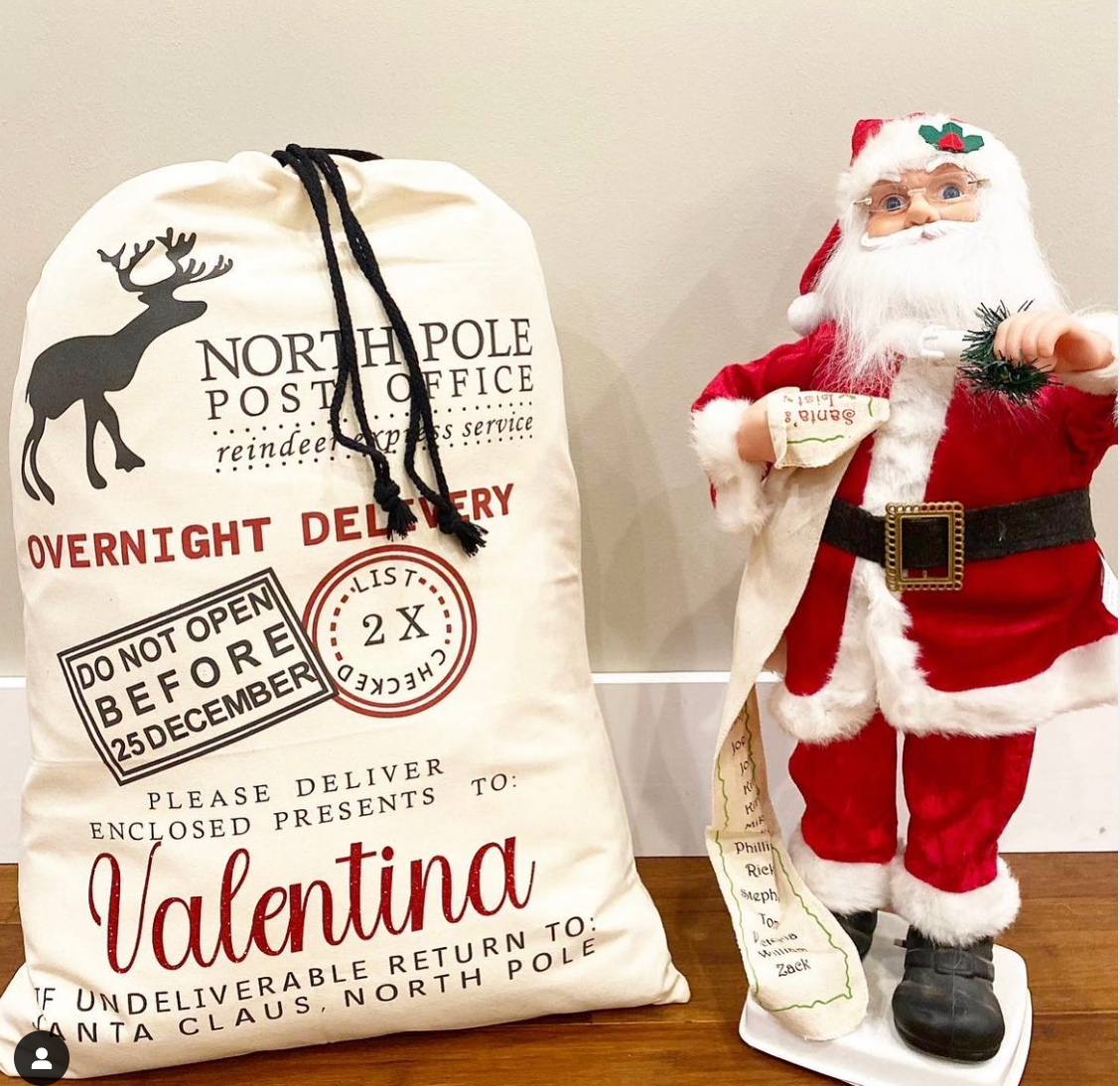 Customized Santa Bag at Dilaru Boutique Nutley NJ